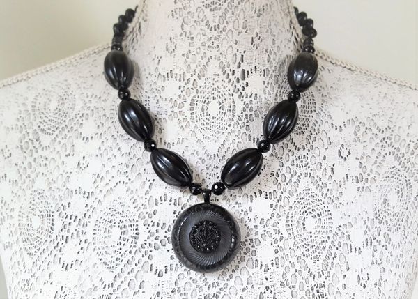 ONA - Black Bakelite Statement Necklace