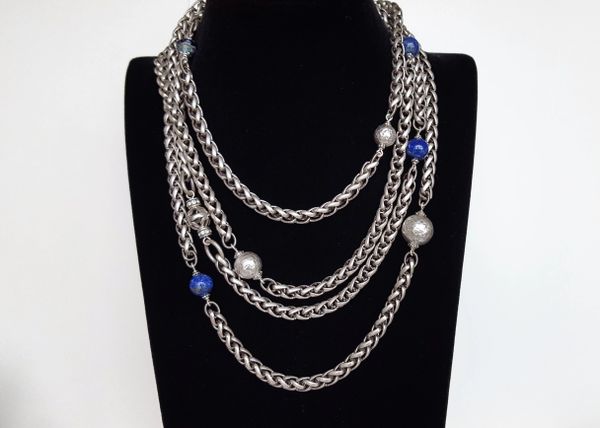BREE - Lapis Beaded Infinity Necklace