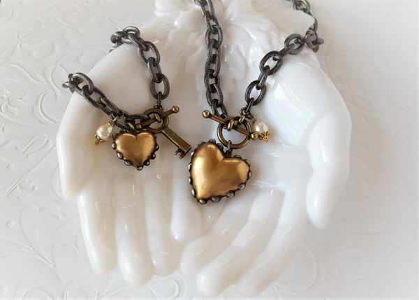 2 PC. SET, Heart O' GOLD Necklace and Bracelet