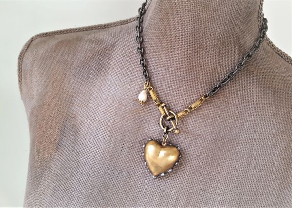 Heart O' Gold, Mixed Link Necklace