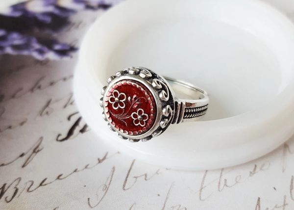 PETITE FLEUR - Antique Perfume Button Ring