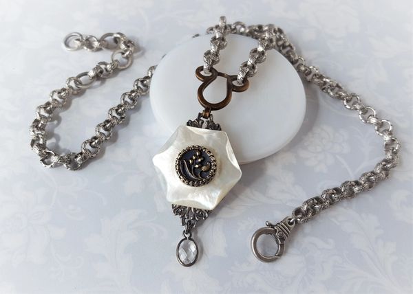 TATUM - Antique Button Necklace