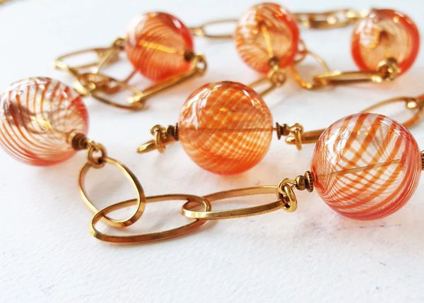 GEENA - Orange Bubble Glass Necklace