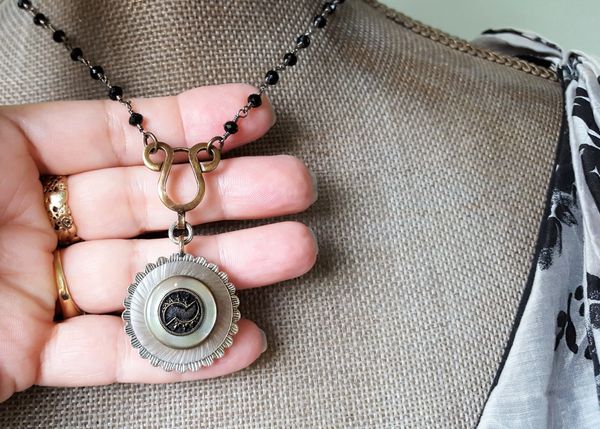 AMELIA - Antique Perfume Button Necklace