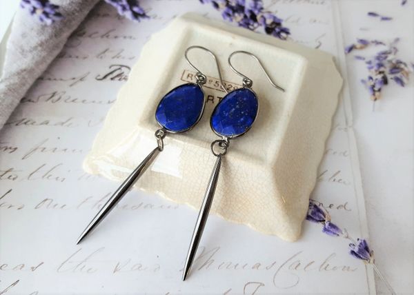 LARA Earring - Lapiz Lazuli Bar Earrings