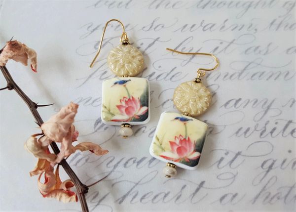 EMMELINE - Waterlily Porcelain Earrings