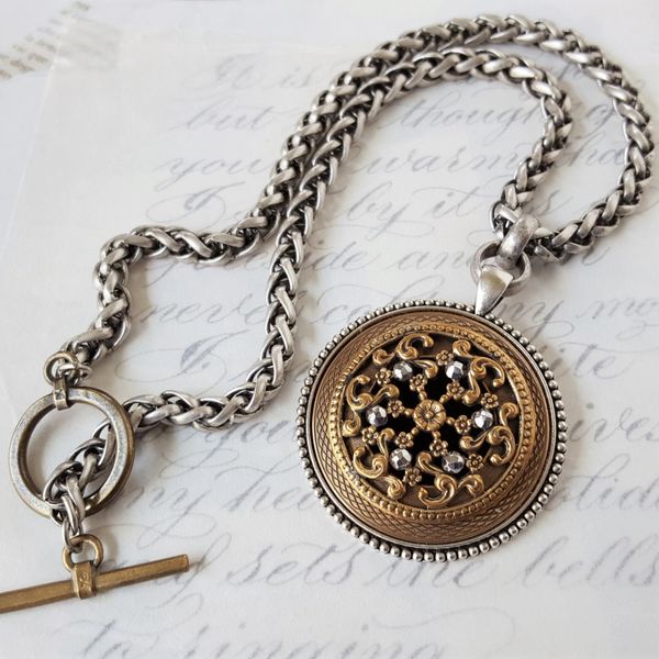 HOLLIS - Antique Button Medallion Necklace