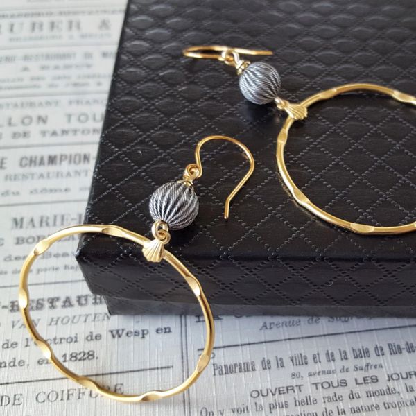 GOLDA - Silver and Gold Hoop Earrings