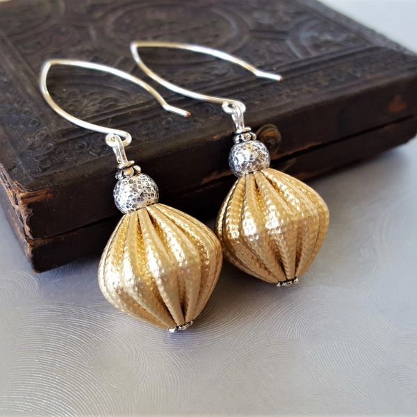 MARA - Fluted Gold Ball Earrings