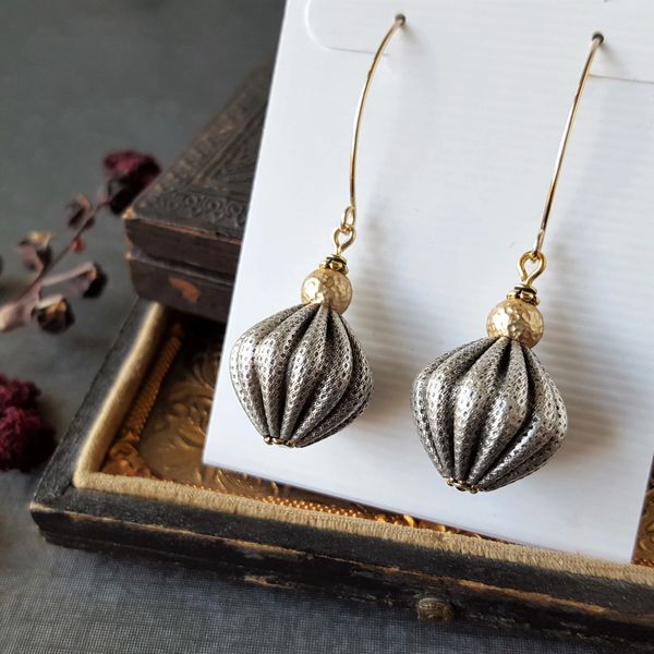 MARA - Fluted Silver Ball Earrings