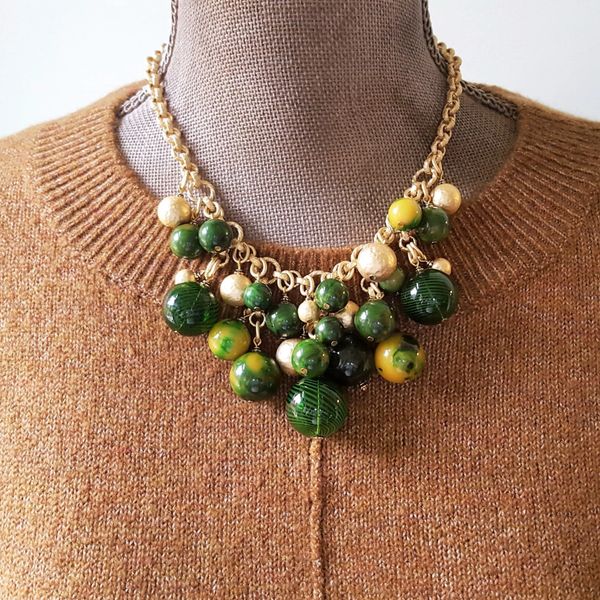 VERDANT - Green Bakelite Bib Necklace