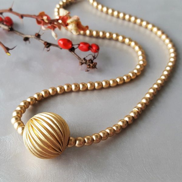 CANDACE - Gold Bead and Ball Necklace