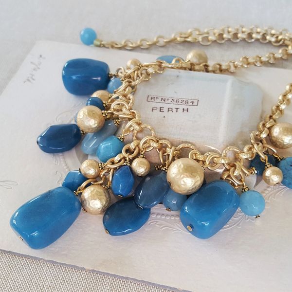 BREE - Cerulean Blue Beaded Bib Necklace
