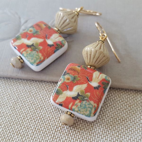 MELINA - French Floral and Bird Earrings