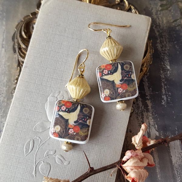 MYA - French Floral and Bird Earrings