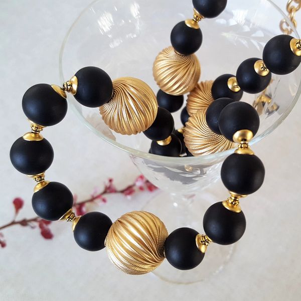 CHLOE - Black Onyx Beaded Necklace