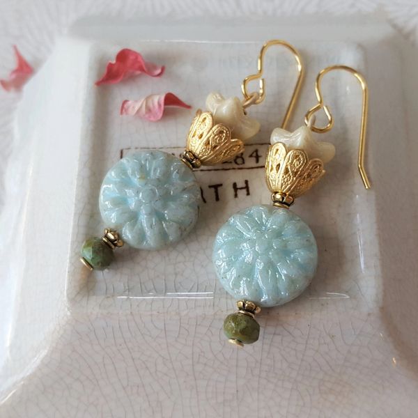 AMELIA - Aqua Blue Porcelain Earrings