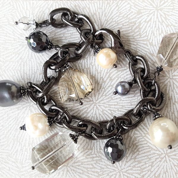 SELA - Crystal and Chunky Baroque Pearl Bracelet