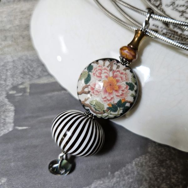 THE MUSE, PEONY - Floral Assemblage Necklace
