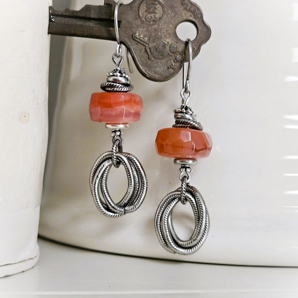 CARA - Silver and Carnelian Earring