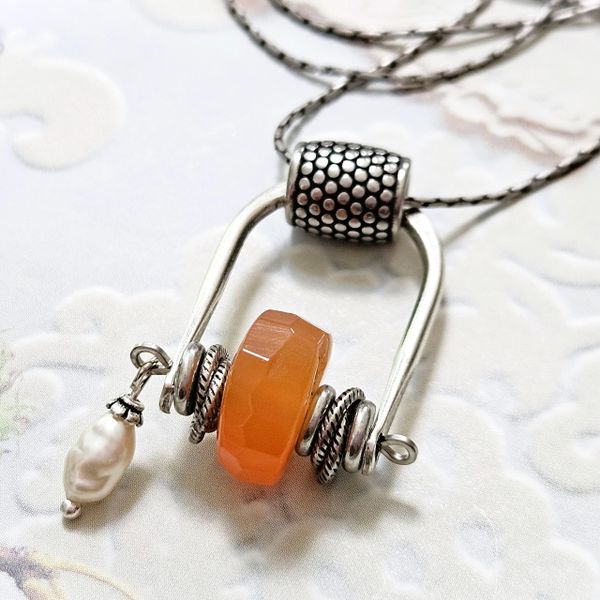 CARLYLE- Silver and Carnelian Necklace