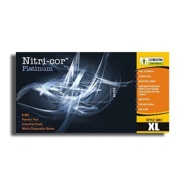 4097 Cordova 8 Mil Disposable Nitrile Gloves, Powder Free S-XL