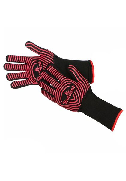 HT1001 Heat Resistant Grill & Oven Gloves Black/Red ONE SIZE SOLD BY PAIR