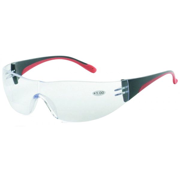 1765C10 iNOX F Reader Bifocal +1.0 clear lens with black and red frame