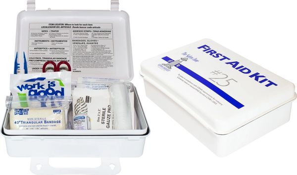 K-FAK-25-P 25 Person Plastic First Aid Kit with Wall Mountable Handle