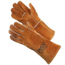 TSK3008 Premium Borwn Select Split Cow Leather Welding Gloves, Wing Thumb, Aramid thread sewn, Cotton Lined SOLD BY THE DOZEN (6 DZ PER CASE)