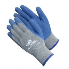 TSK2012 TASK GLOVE 10 Gauge Gray Cotton/Polyester shell, Blue textured Latex palm coated, size S-XL. SOLD BY THE DOZEN (12 DZ PER CASE)