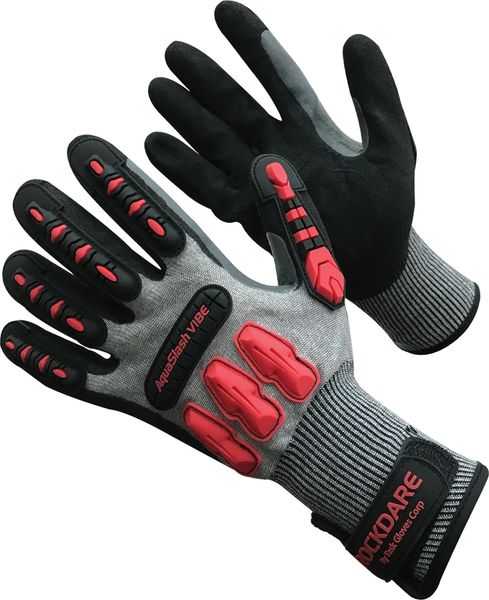 BT2013NPT TASK GLOVE AquaSlash Vibe- 13 gauge HDPE shell, Sandy nitrile palm with EVA palm padding, Red & Black TPR back , ANSI A4, size S-XXL. SOLD BY THE DOZEN (6 DZ PER CASE)