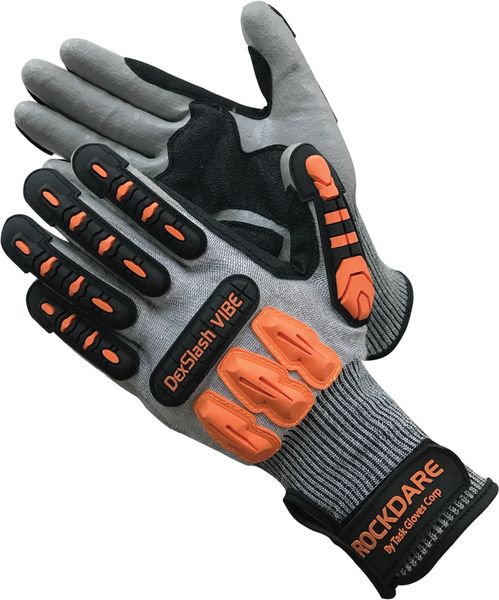 BT2014PUT TASK GLOVE DexSlash Vibe - 13 gauge HDPE shell, Polyurethane coating palm and fingers, EVA palm padding, Orange & Black TPR back, ANSI A4, EN 388 4X42D, size S-XL. SOLD BY THE DOZEN (6 DZ PER CASE)