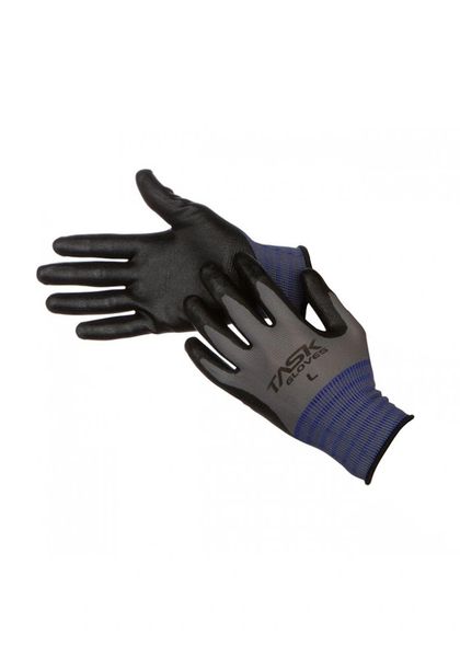 TSK2006 13 Gauge Gray Polyester shell, Black Nitrile palm coated, size S-2XL SOLD BY THE DZ (12 DZ PER CASE)