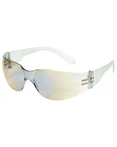 1715BM/C BLUE MIRROR ON CLEAR LENS WITH CLEAR FRAME WRAPAROUND SAFETY GLASSES BASIC PACKAGING (12 PER BOX)