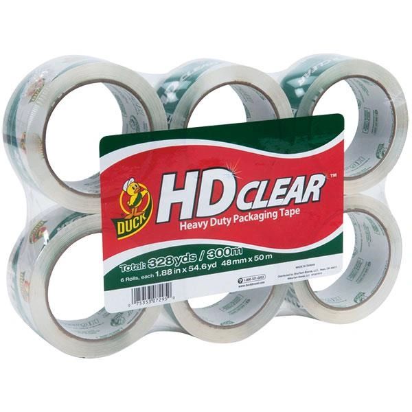 441962HK Duck Brand HD Clear High-Performance Packaging Tape 6/Pkg