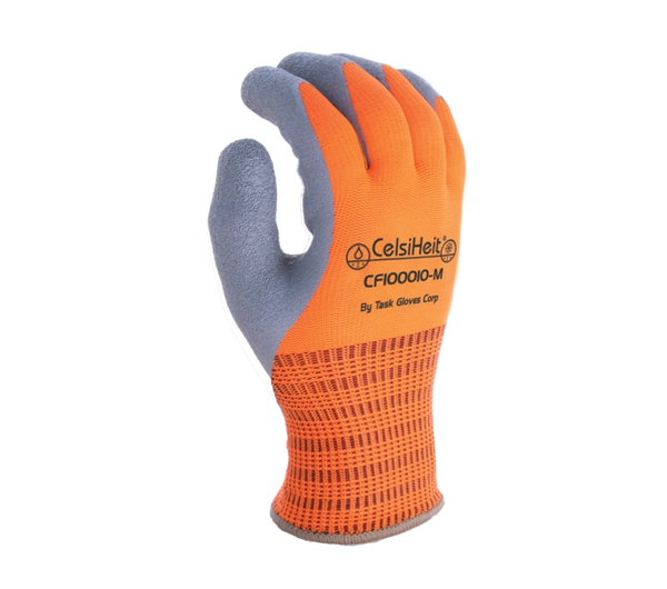 CF10010 13 Gauge Hi-Viz Acrylic Liner, Polyester Shell, Latex Coated Palm & Full Thumb. M-2XL, SOLD BY THE DZ (6 DZ PER CASE)