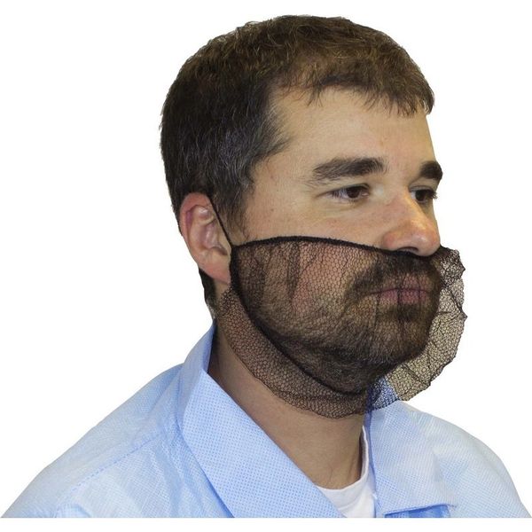 DPBC-1000-BR The Safety Zone ® Brown Beard Covers Polyester Mesh 100% Latex Free One Size Fits All