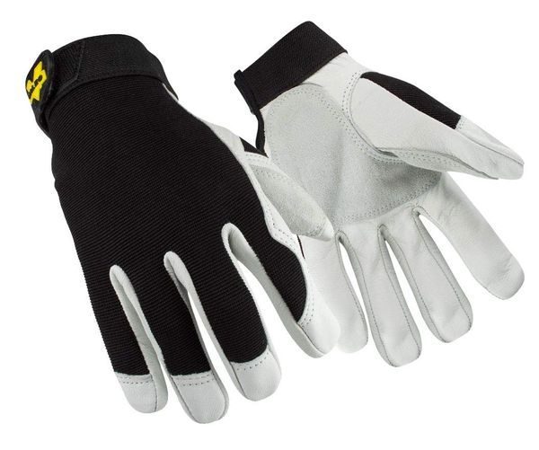 Valeo Industrial V255 Leather All-Purpose Utility Work Gloves with Stretch Back, VI3732, Pair, White