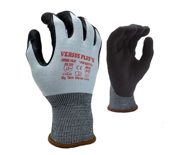 Versus Plus® - 18 Gauge Blue Turnbull® shell, Black Micro-Foam Nitrile palm coated, ANSI Cut A2 S-2XL