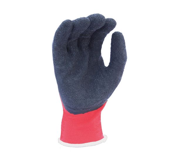 MH6130R 13 Gauge Red Polyester shell, Black Crinkle Latex palm coated S-XL