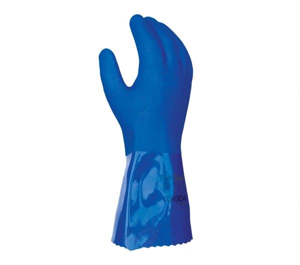 CH1304 CHEM101 Rough Finish PVC Blue Triple Dipped Cotton Lined 12" Cuff. Sizes Available S-2XL. 6 Dz per Case