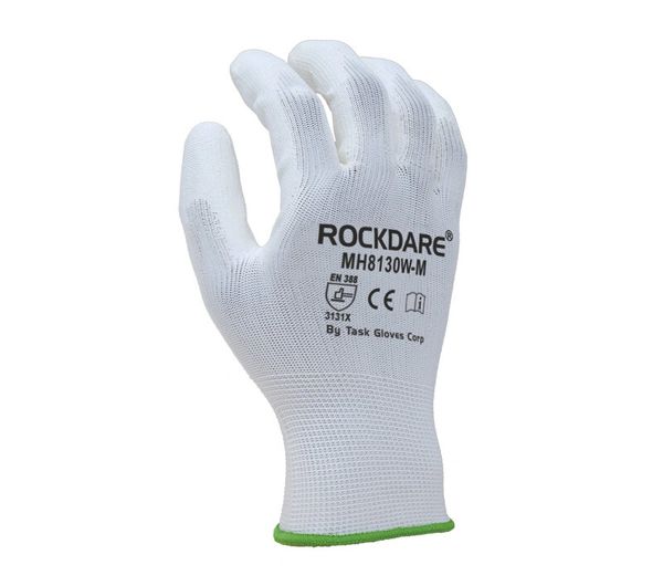 MH8130W Task Gloves -Polyurethane White Palm Coated Gloves. XS-XL. SOLD BY DZ.