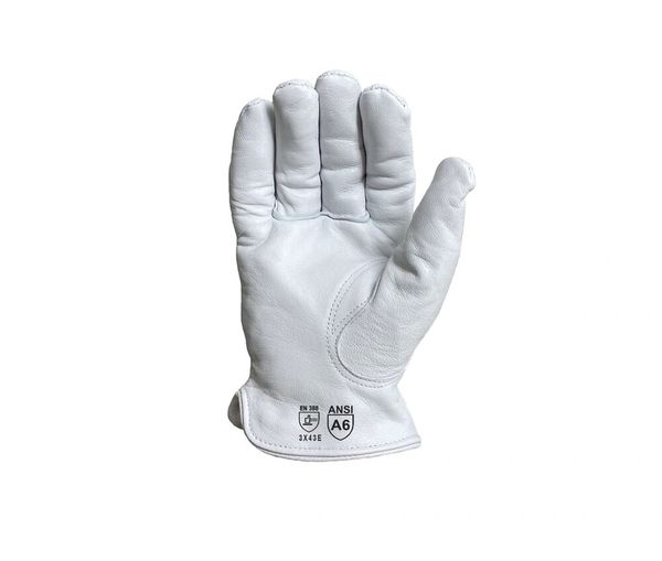 IB1400H Premium Grain Goatskin Driver, HDPE lined, Shirred Elastic back, Keystone Thumb, ANSI Cut A6 SOLD BY THE DOZEN. 6 DZ PER CASE. S-2XL