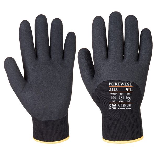 A146 Portwest Arctic Winter Glove - Nitrile Sandy Black L-2XL