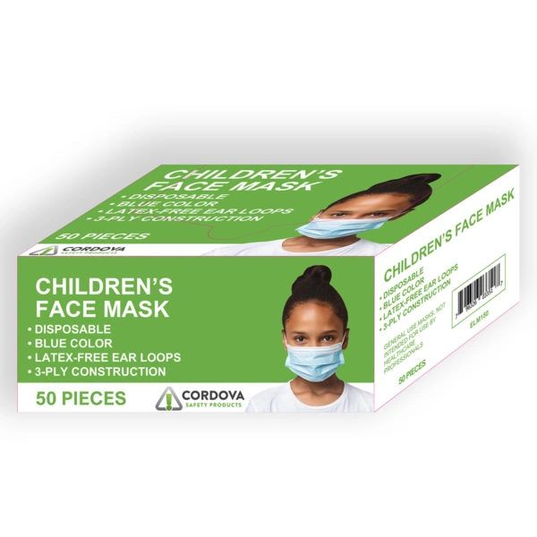 ELM150 Children’s Disposable Ear-Loop Face Mask, 3-Ply Pleated