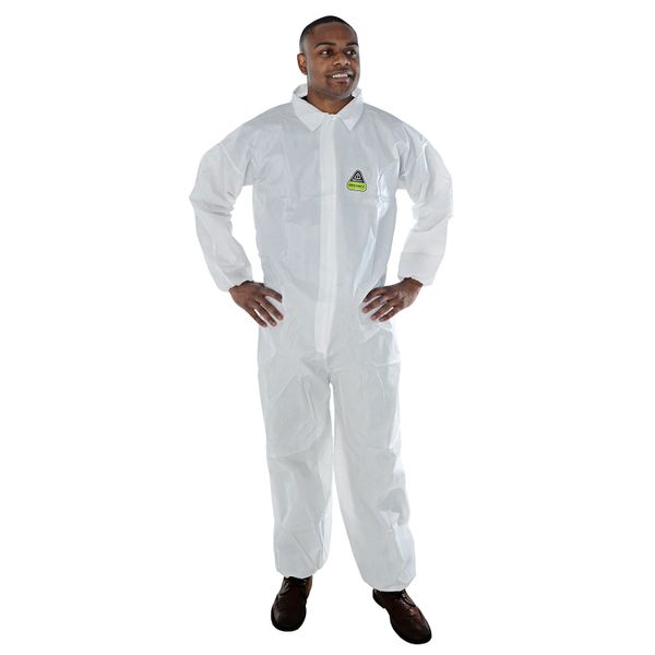 MP200 DEFENDER II Coverall serged seams, zipper, collar, elastic waist, ankles, and wrists. M-5X