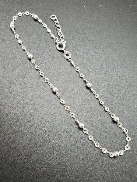 ANK031 - Silver Beads on Rolo Chain