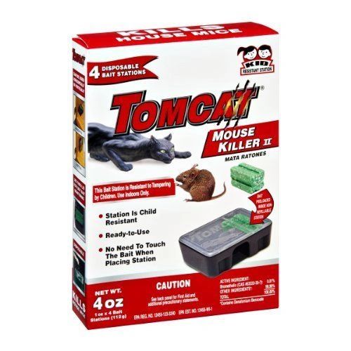 Tomcat Mouse Killer II, 4-Pack (Kid Resistant Disposable Mouse Bait Station)