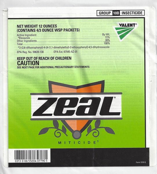 Zeal Miticide 12oz (4 x 3oz WSP Packets)